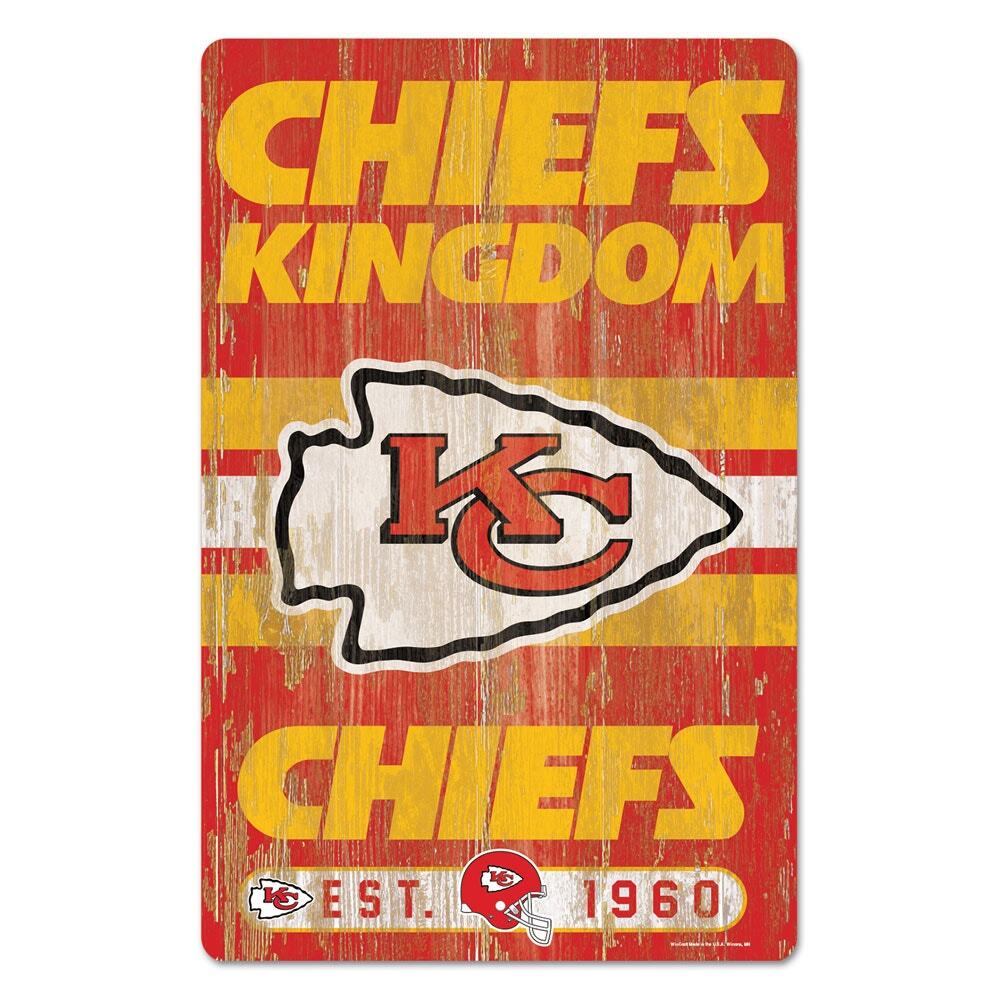 NFL Kansas City Chiefs Wood Sign Slogan Distressed Man Cave Football New